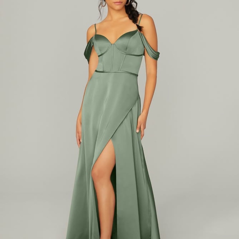 MORILEE by Madeline Gardner Silky Satin Bridesmaid Dress with Bustier Bodice